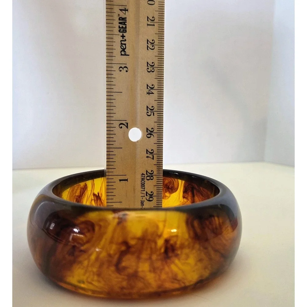 Vintage Wide Acrylic‎ Bangle Bracelet Tortoiseshell Rootbeer Boho Dark Academia